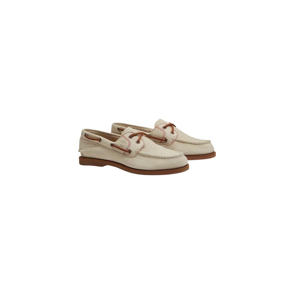 Beige Leather Platform Pumps
