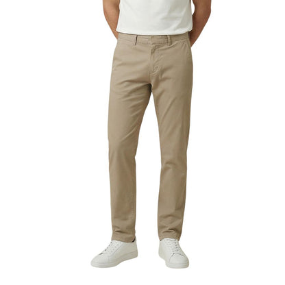 Beige Cotton Skinny Pants