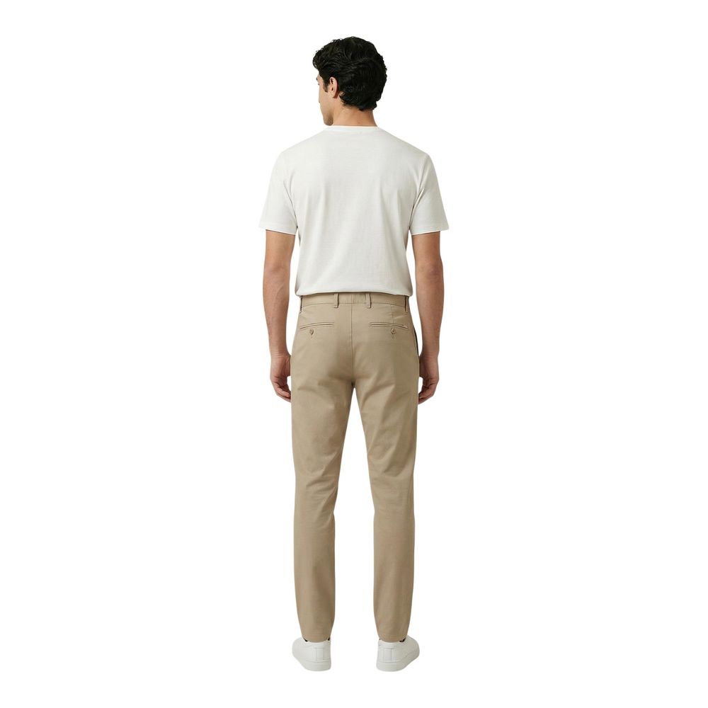 Beige Cotton Skinny Pants