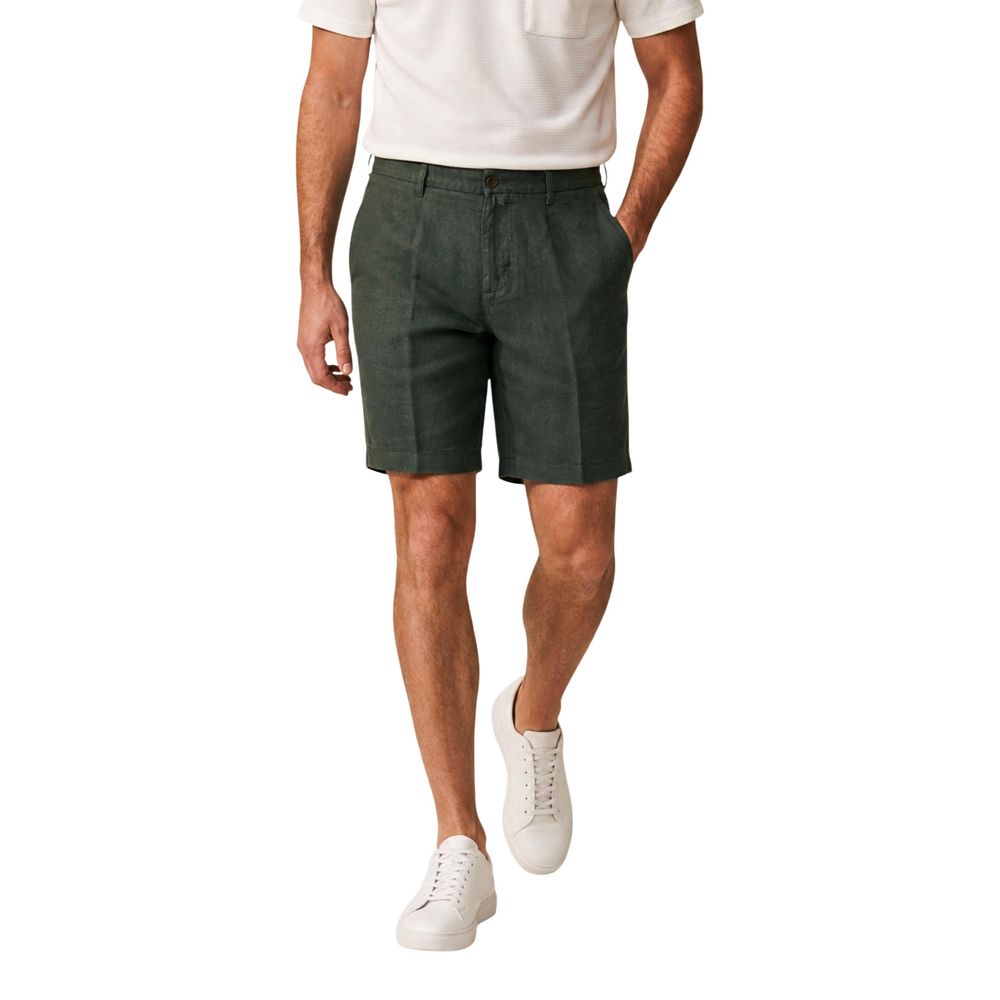 Green Linen Bermuda Shorts