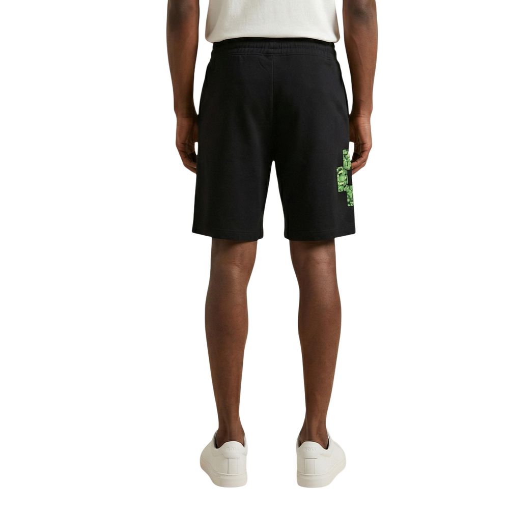 Black Cotton Bermuda Shorts