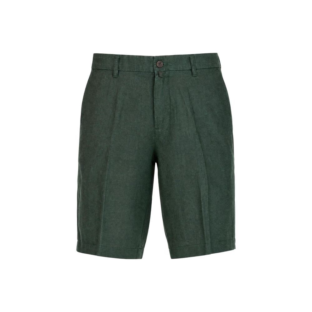 Green Linen Bermuda Shorts