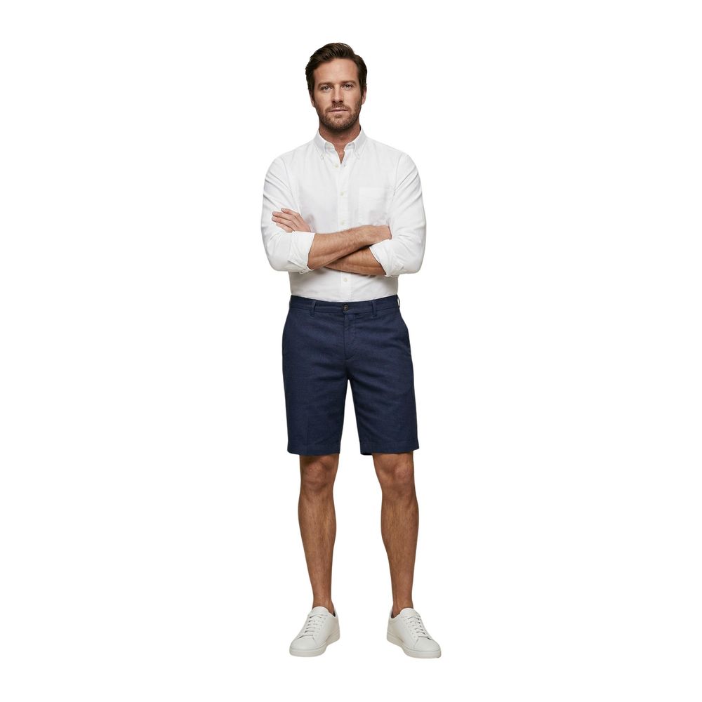 Blue Linen Bermuda Shorts