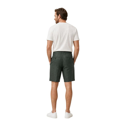 Green Linen Bermuda Shorts