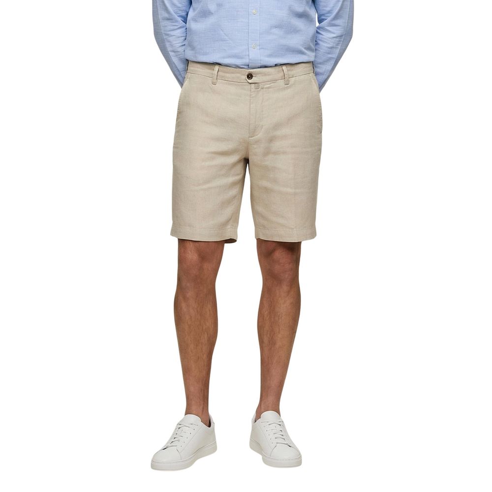 Beige Linen Bermuda Shorts