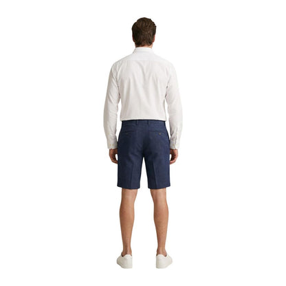 Blue Linen Bermuda Shorts