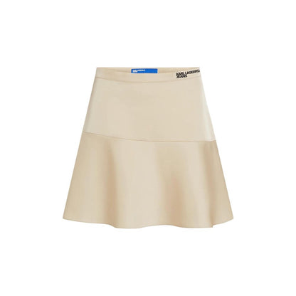 Beige Polyester Mini Skirt