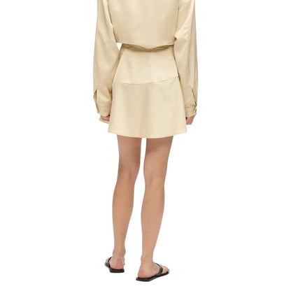 Beige Polyester Mini Skirt