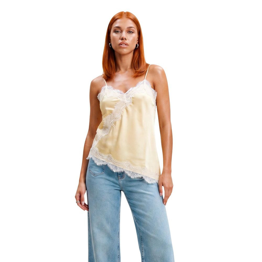Beige Polyester Tank Tops