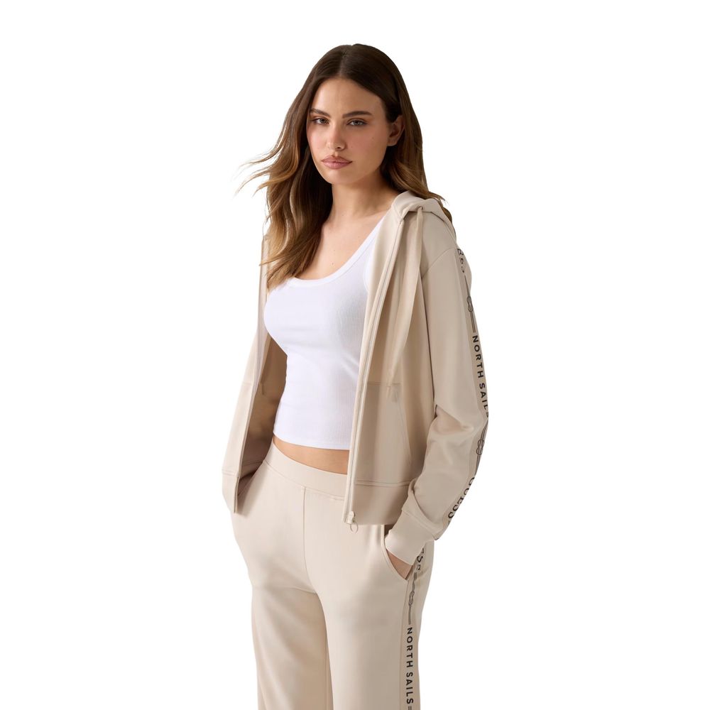 Beige Polyester Hoodie