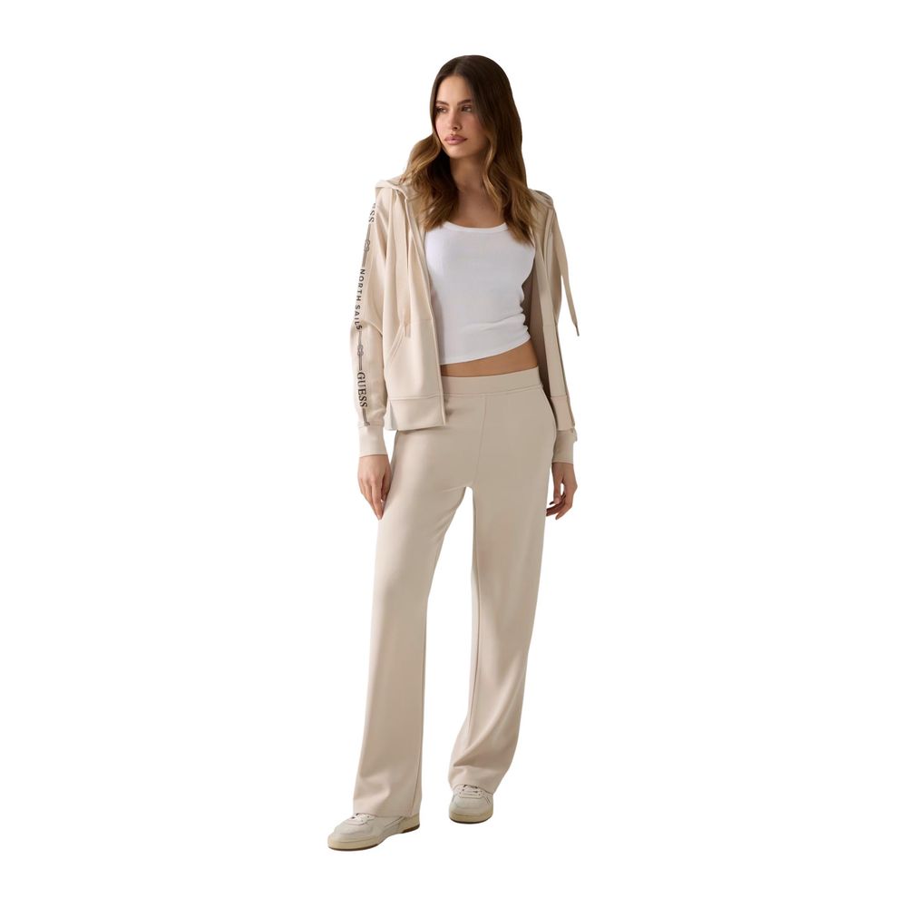 Beige Polyester Hoodie
