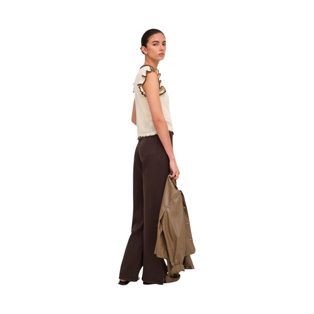 Beige Cotton Sleeveles T-Shirt