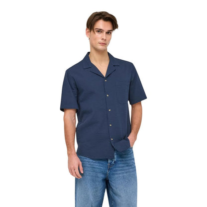 Blue Cotton Shortsleeve Shirt
