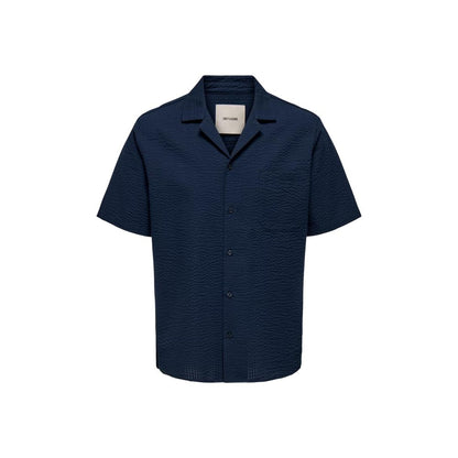 Blue Cotton Shortsleeve Shirt