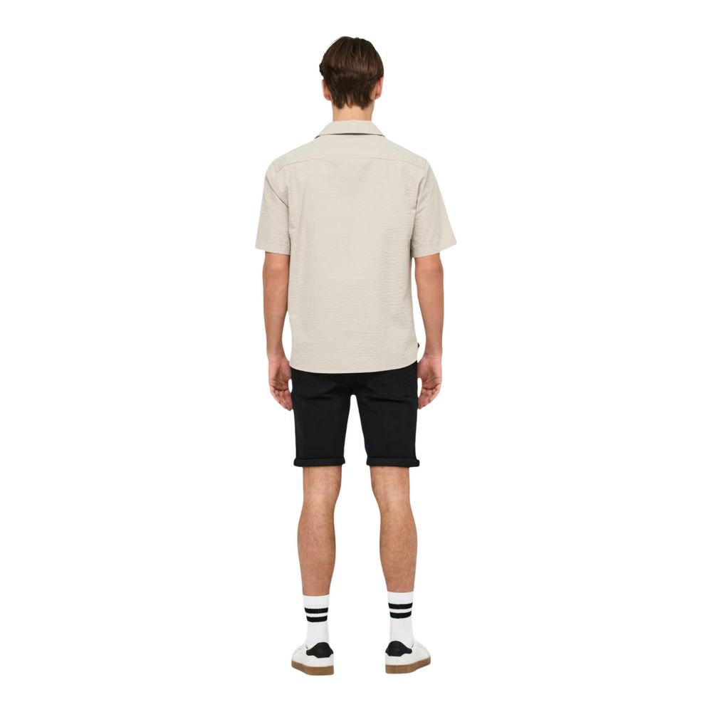 Beige Cotton Shortsleeve Shirt