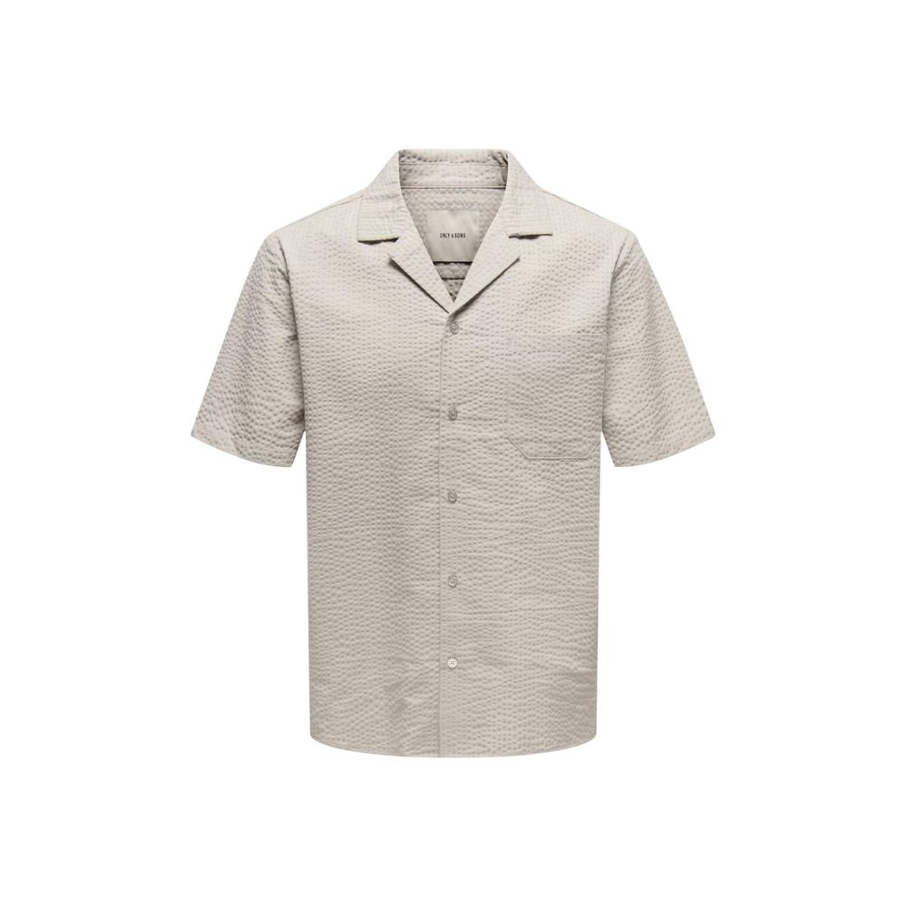 Beige Cotton Shortsleeve Shirt