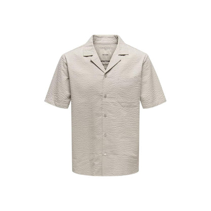 Beige Cotton Shortsleeve Shirt