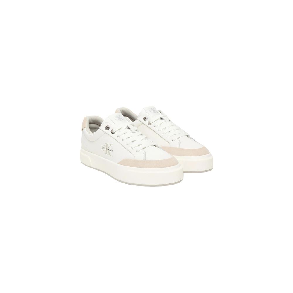 White Leather Low Top Sneakers