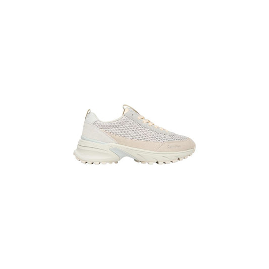 Beige Leather Chunky Sneakers