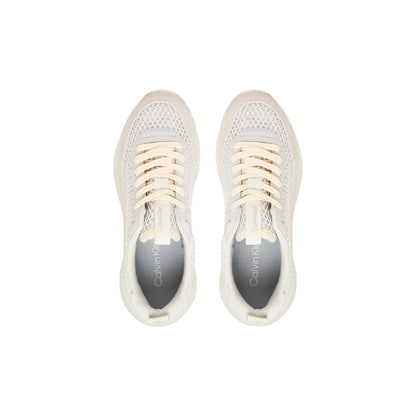 Beige Leather Chunky Sneakers