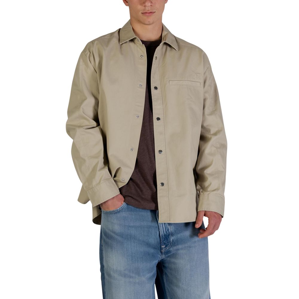 Beige Cotton Full-Length Jacket