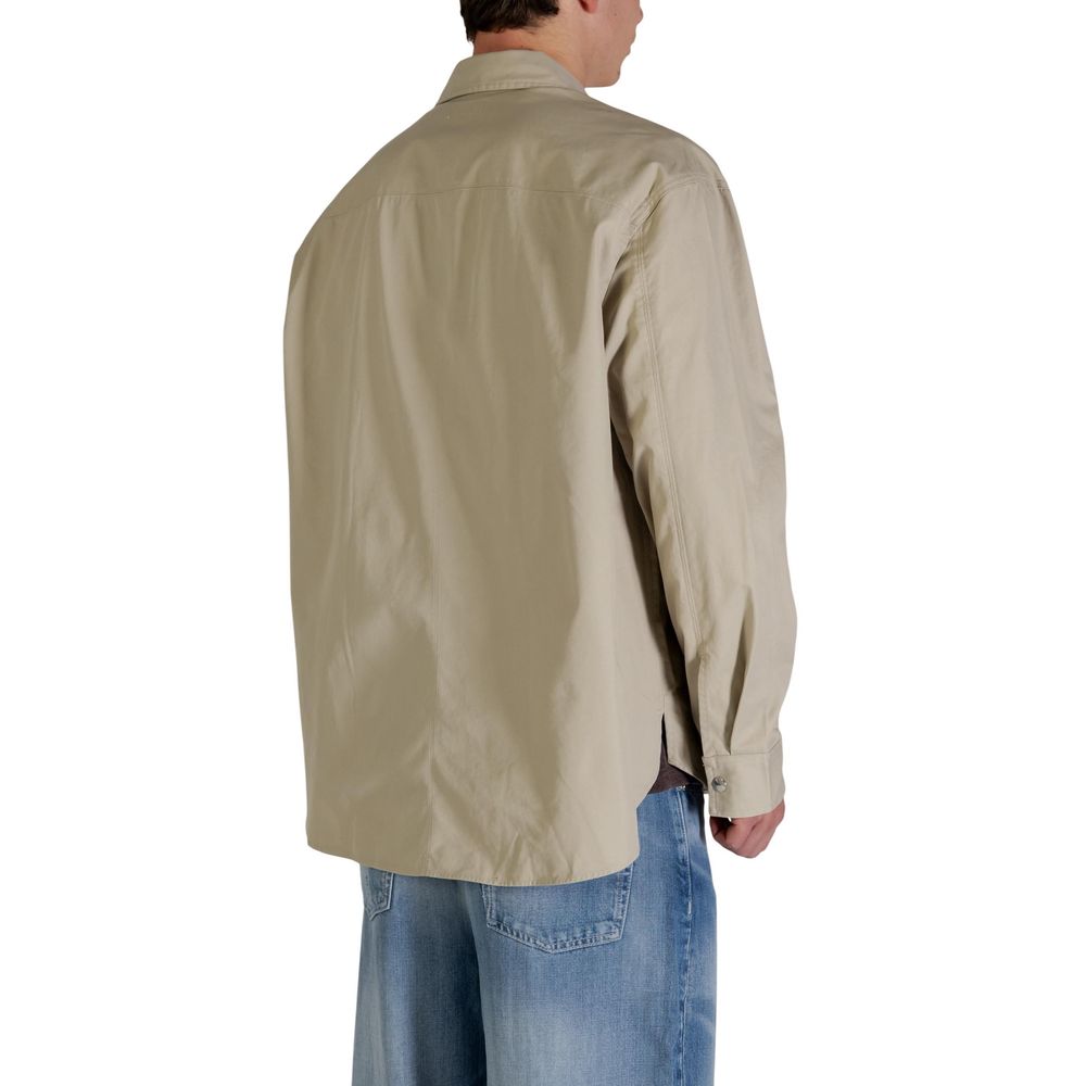 Beige Cotton Full-Length Jacket