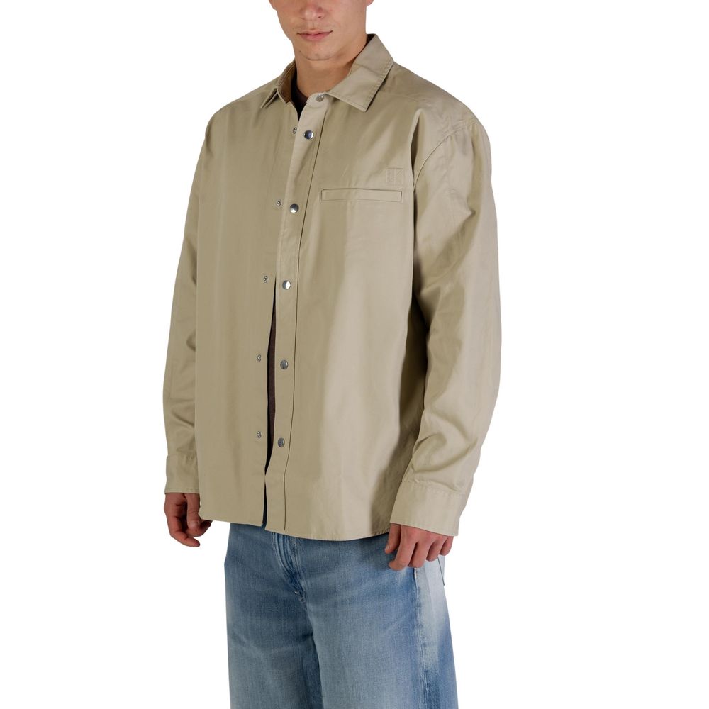Beige Cotton Full-Length Jacket