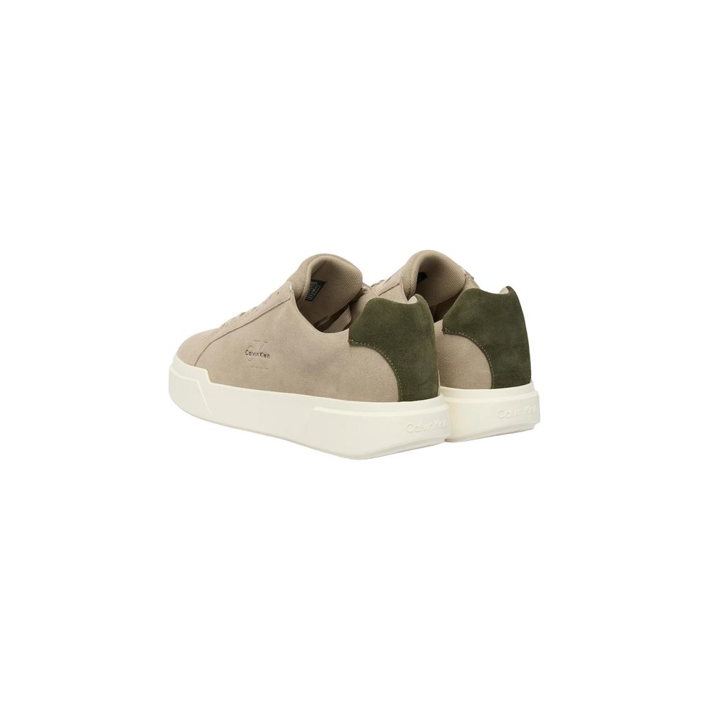Gray Leather Low Top Sneakers