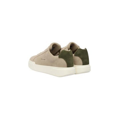 Gray Leather Low Top Sneakers