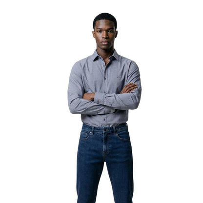 Blue Polyester Dress Shirt