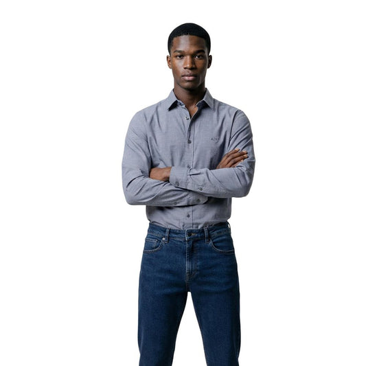 Blue Polyester Dress Shirt