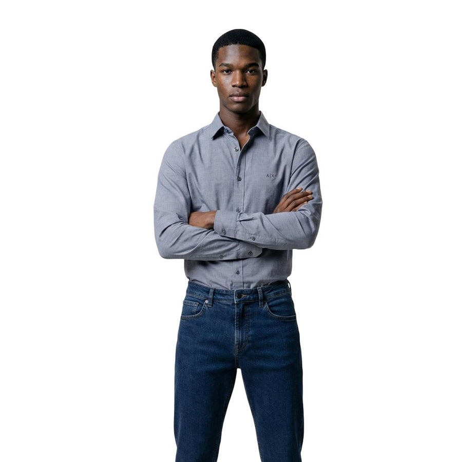Blue Polyester Dress Shirt
