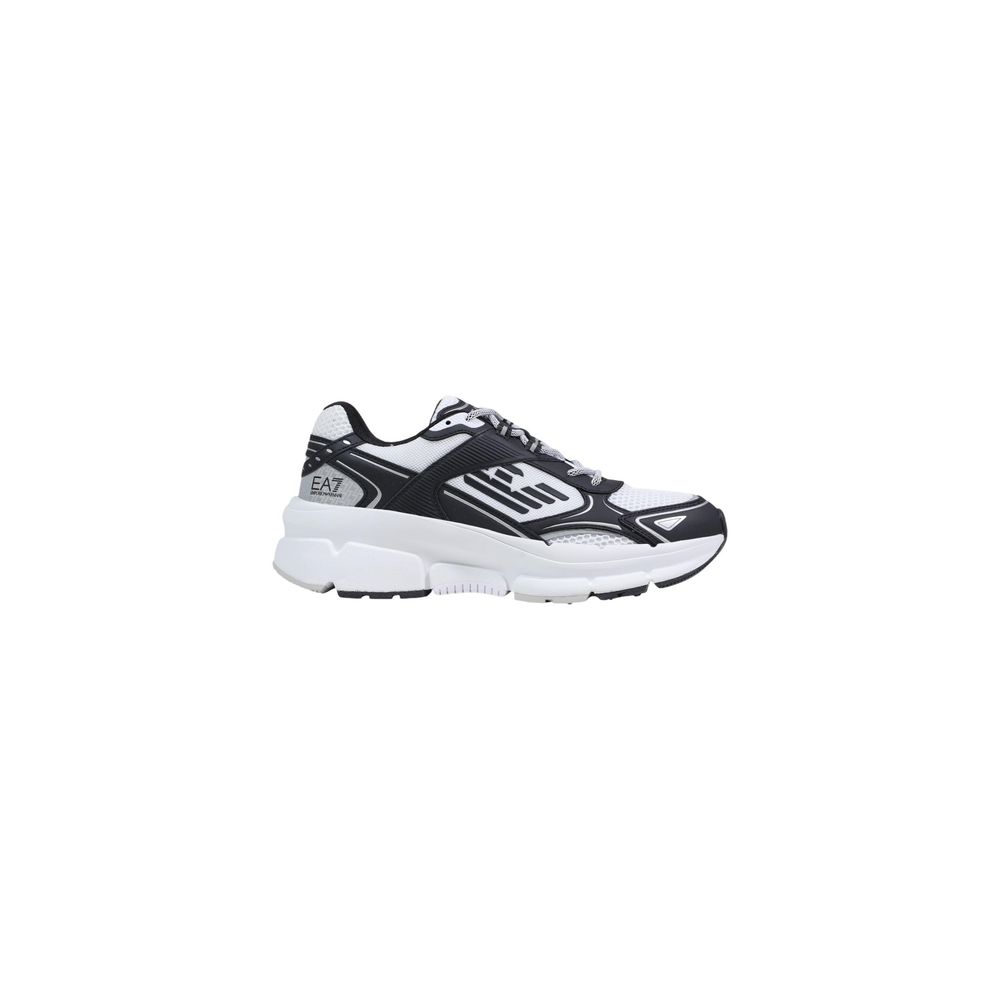 Black And White Polyester Athletic Sneakers