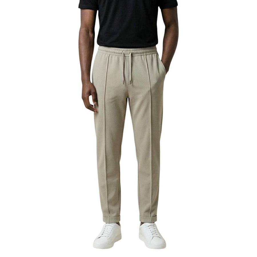 Beige Polyester Casual Pants