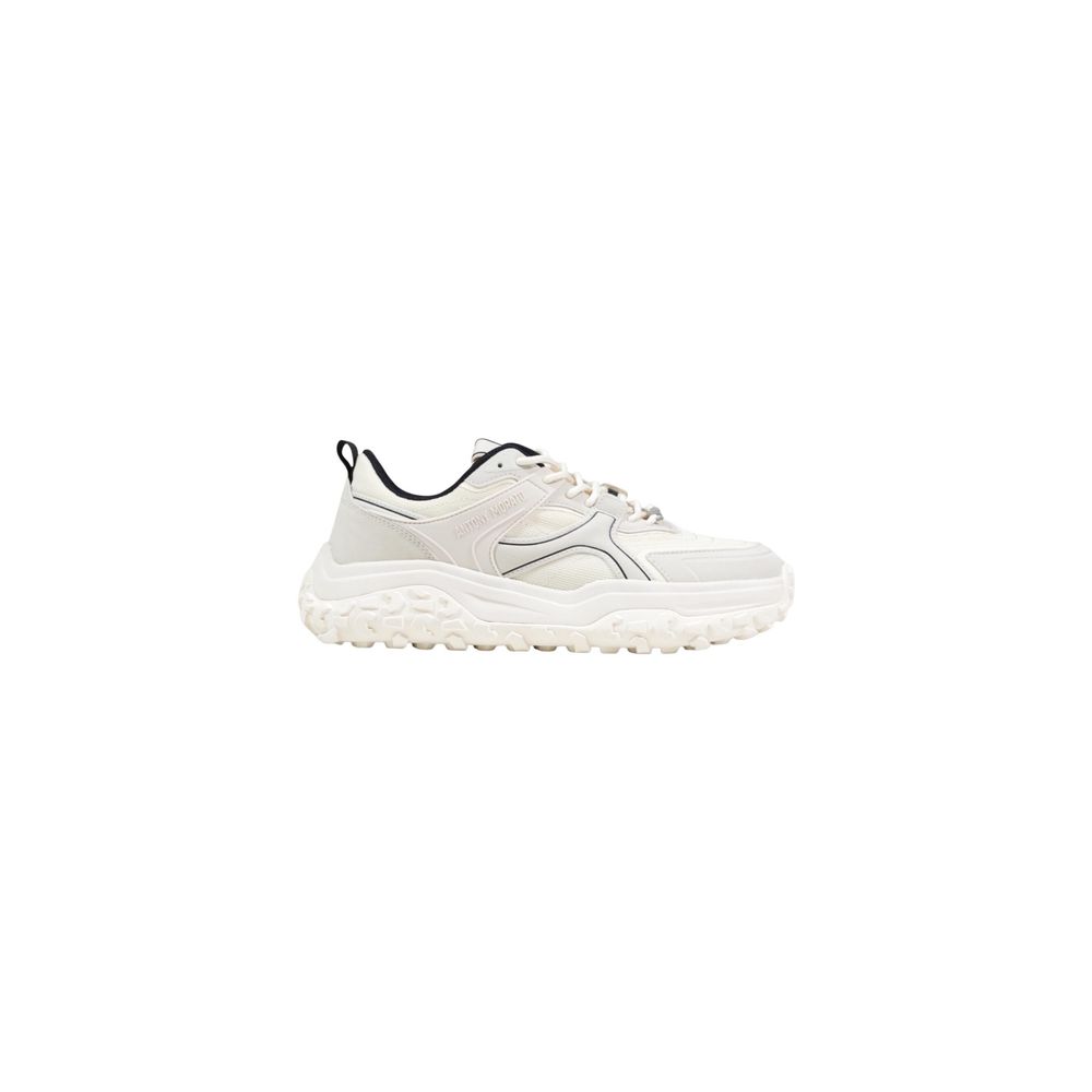 White Polyester Athletic Sneakers