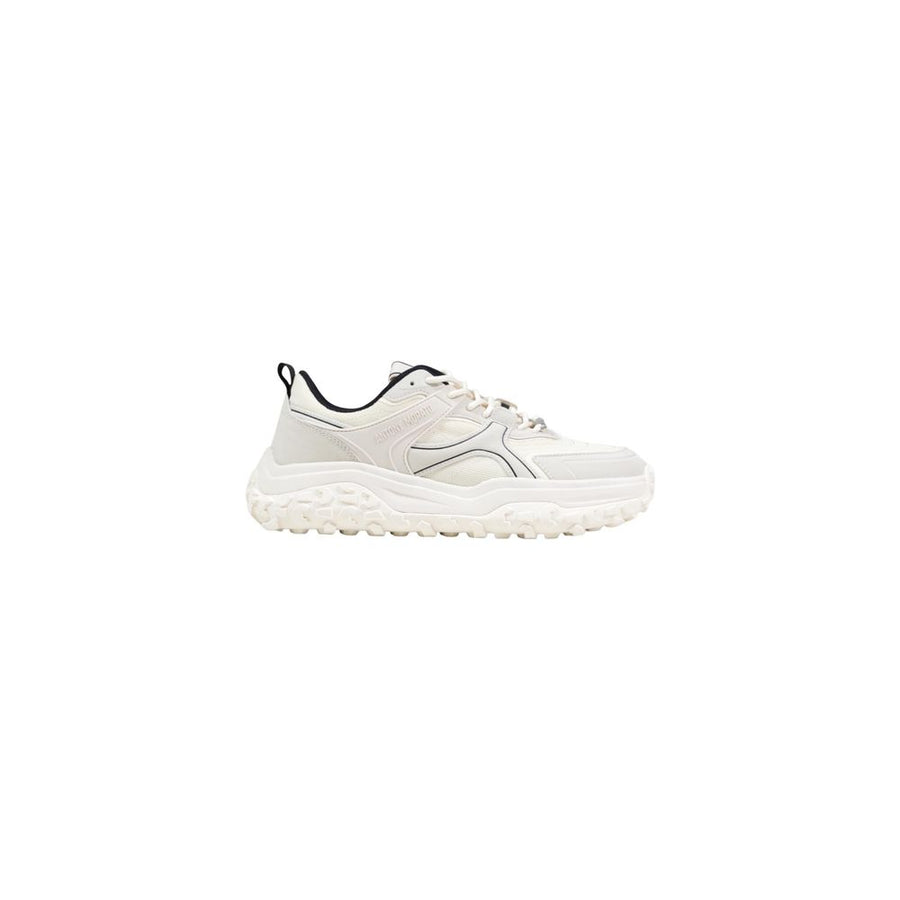 White Polyester Athletic Sneakers
