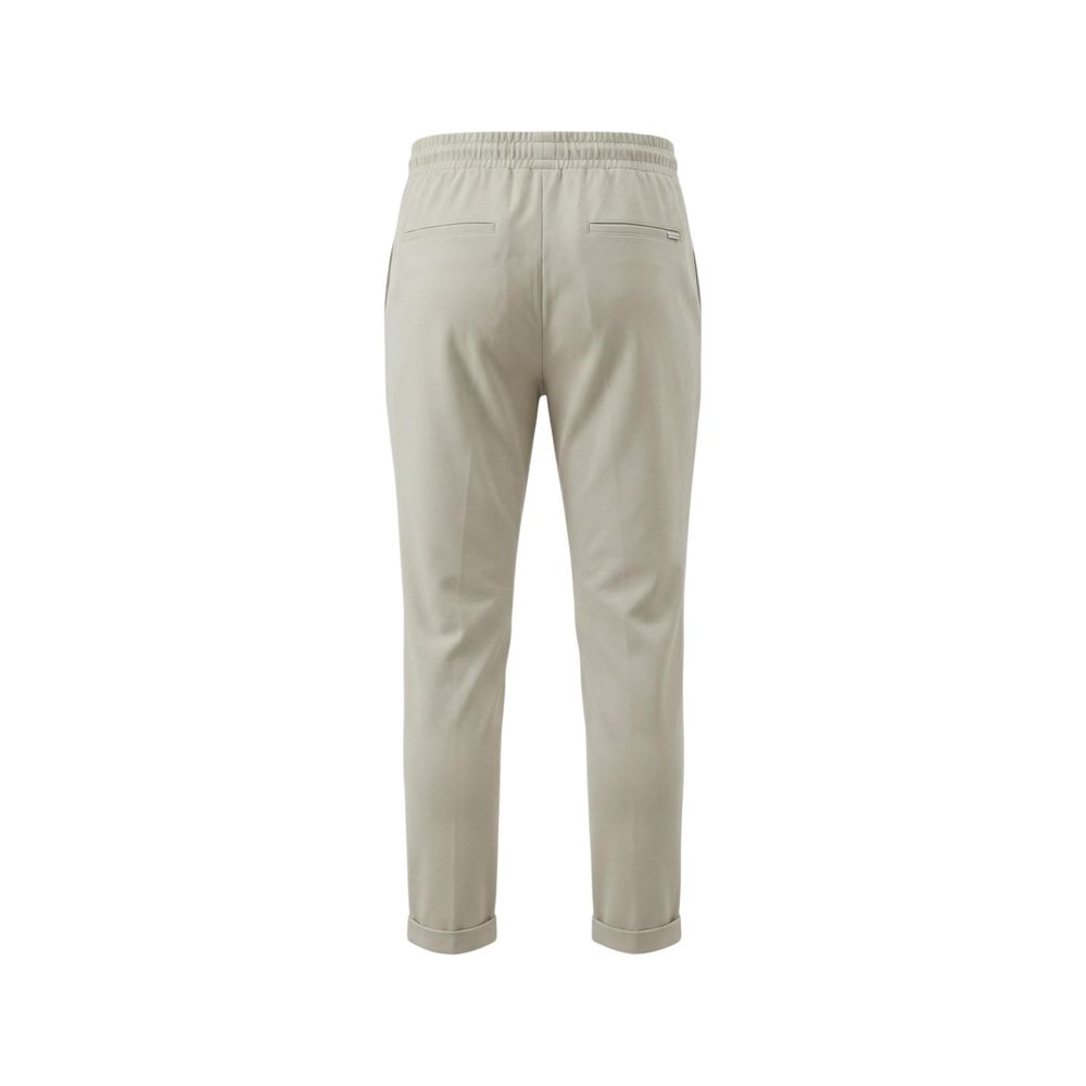 Beige Polyester Casual Pants