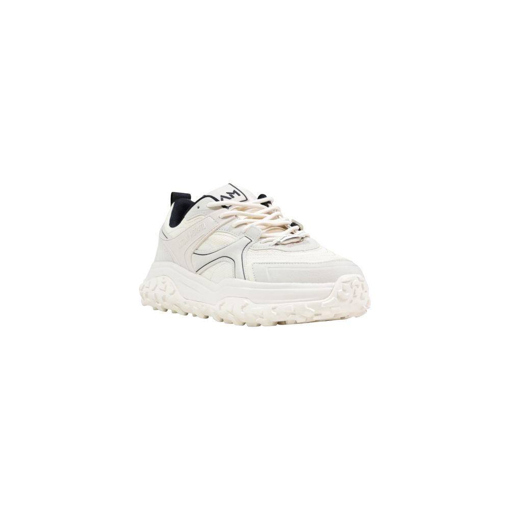 White Polyester Athletic Sneakers