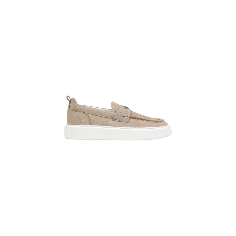 Beige Leather Slip-On Loafers
