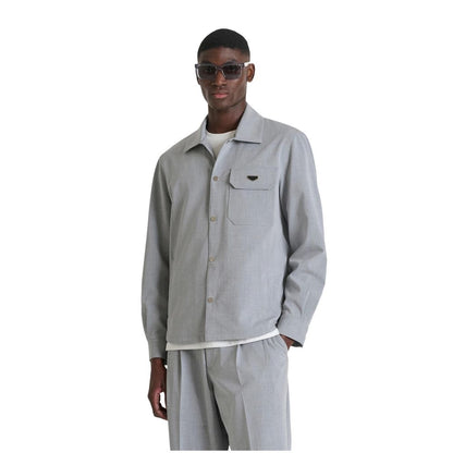 Gray Polyester Dress Shirt