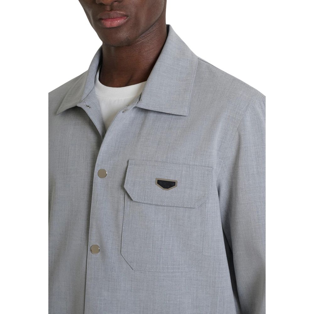 Gray Polyester Dress Shirt