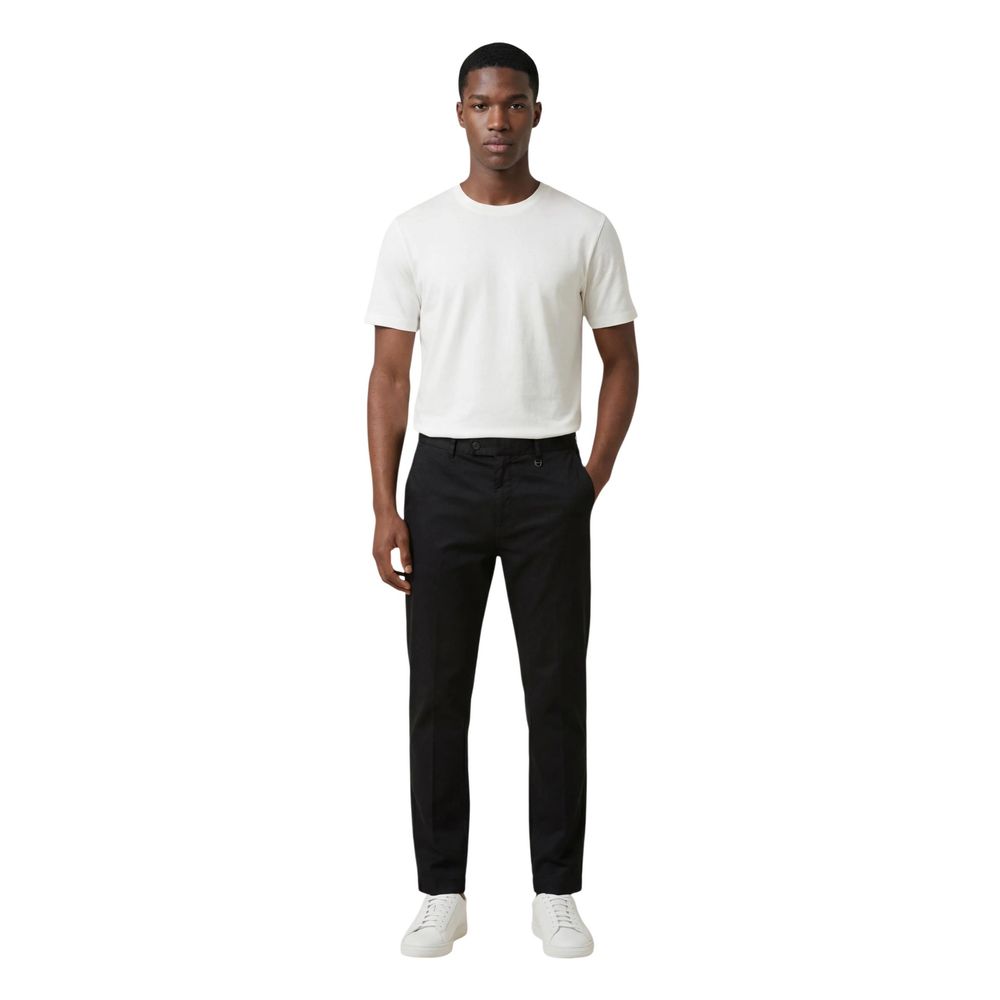 Black Cotton Casual Pants
