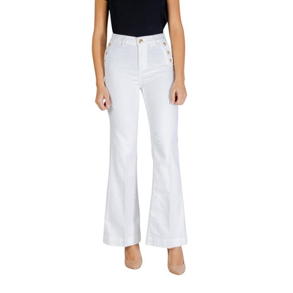 White Cotton Flared Jeans