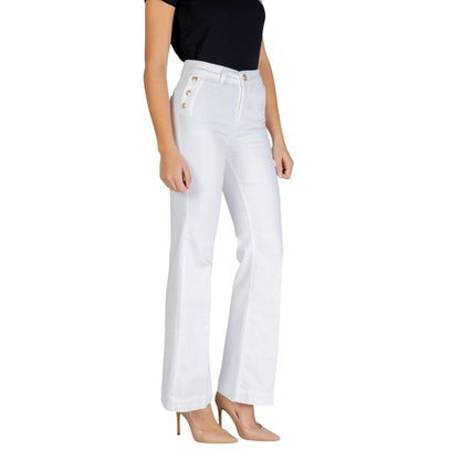 White Cotton Flared Jeans