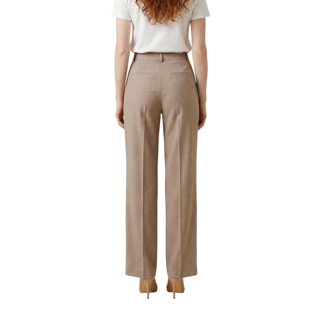 Beige Viscose Dress Pants
