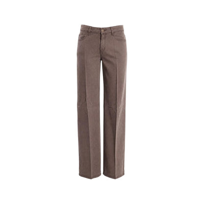 Beige Lyocell Flared Pants