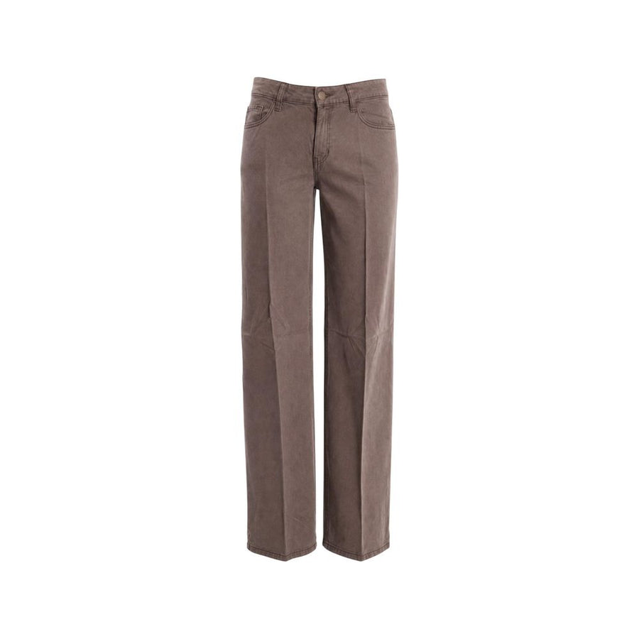 Beige Lyocell Flared Pants