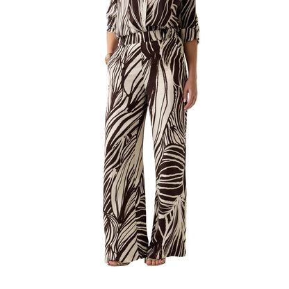 Brown Viscose Casual Pants