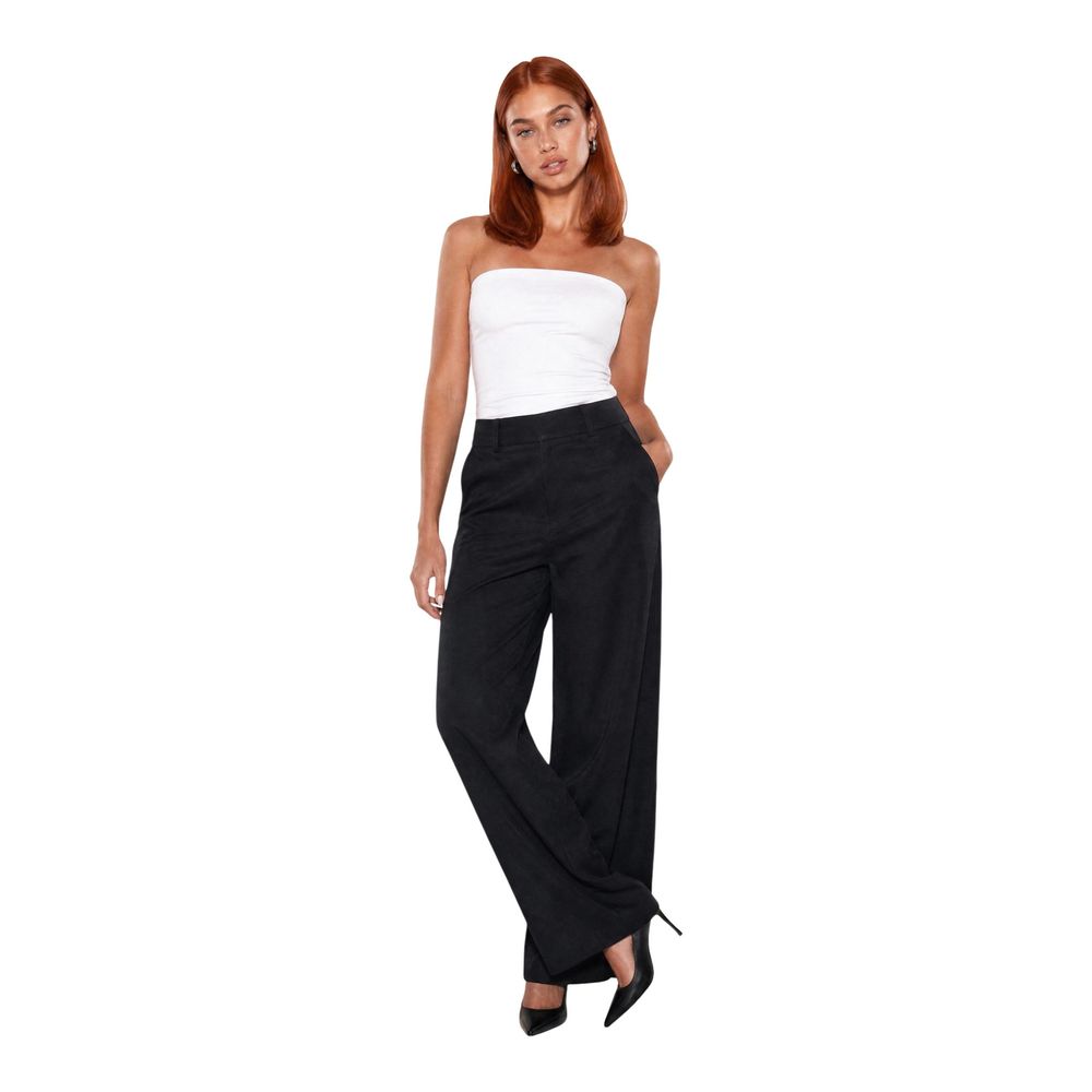 Black Viscose Casual Pants