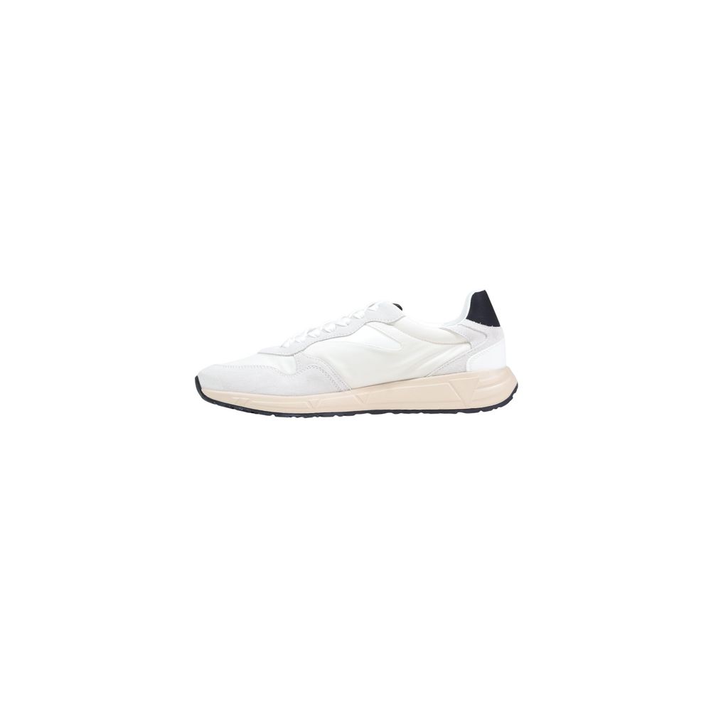 White Polyester Athletic Sneakers